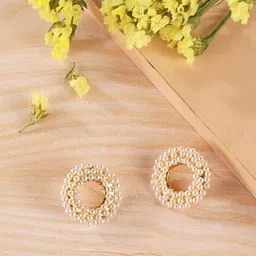 DressBerry Gold-Plated Pearls Beaded Circular Shaped Studs-picture-14