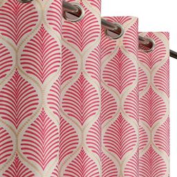AADI TRADERS Set of 2 Pink Leaf Printed Polyster Window Curtains image 4