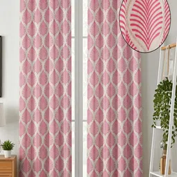 AADI TRADERS Set of 2 Pink Geometric Window Curtain-picture-46
