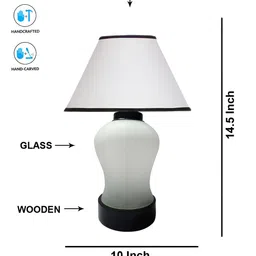 Aura White Wooden & Mosaic Glass Traditional Frusturical Shaped Table Lamp-image-21
