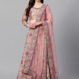 FABPIXEL Embroidered Thread Work Semi-Stitched Lehenga & Unstitched Blouse With Dupatta-picture-54