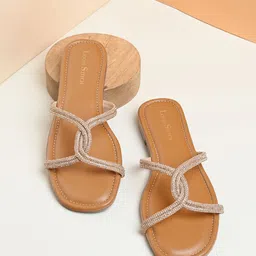 LOUIS STITCH Women Brown Embellished Open Toe Flats-41