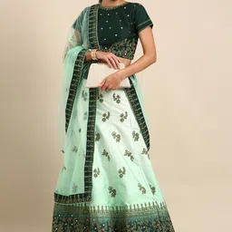HRITIKA Embroidered Thread Work Semi-Stitched Lehenga & Blouse With Dupatta-26