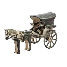 Exotic India Vintage Horse Cart Handmade Brass Casting Table Decor Horse Figurine-image-13