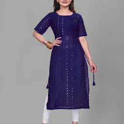 PARROT CREATION Ethnic Motifs Embroidered Sequin Work Straight Kurta-picture-13