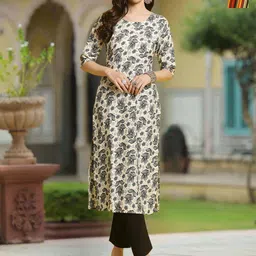 Moda Rapido Selection Of 2 Floral Printed Round Neck Straight Kurta-image-5