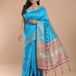 House of Pataudi Woven Design Zari Banarasi Saree With Blouse Piece-picture-28