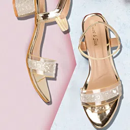 Smart & Sleek Women Embellished Open Toe Block Sandals-14