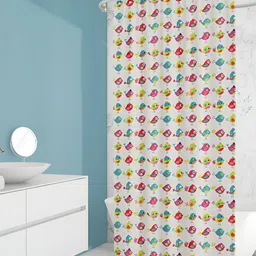 ArtzFolio White & Pink Geometric Printed Waterproof Shower Curtain-11