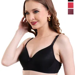 INGRID Women Pack of 3 Solid Medium Coverage heavily Padded Non-Wired Everyday Bra-17
