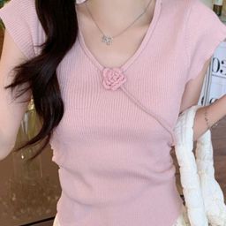 KPOP Women Striped Corsage Cotton Top-image-83