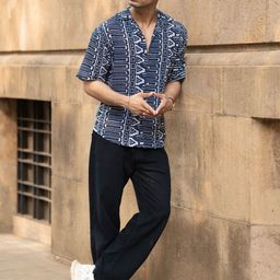 Powerlook Men Relaxed Fit Geometric Printed Cuban Collar Cotton Casual Shirt-image-58