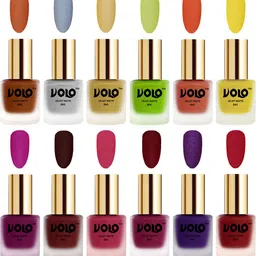 VOLO Set Of 12 Velvet Matte Nail Polish - 8 ml Each Shade - Magenta - Metallic Dark Purple-image-82