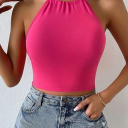 Stylecast X Slyck Halter Neck Styled Back Crop Top-image-84