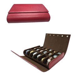 essart Maroon & Brown Textured 18-Watch Roll Organiser-23