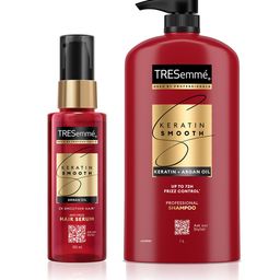 TRESemme Set of Keratin Smooth Anti-Frizz Hair Serum 100ml & Shampoo 1L-1