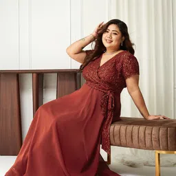Miss Chase A+ Lace Fit & Flare Maxi Dress-image-16
