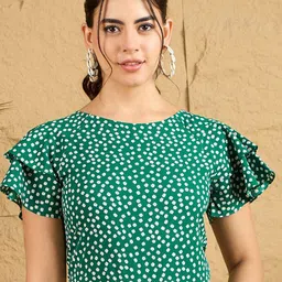 Berrylush Polka Dot Print Batwing Sleeve Ruffles Top-picture-54