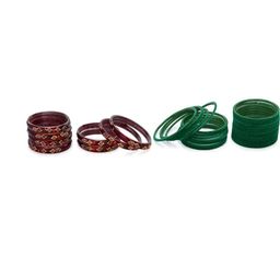 1ST TIME Set Of 32 Maroon Alloy Artificial Stones & Beads Antique Bangles-picture-35