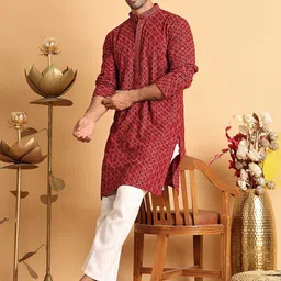Anouk Men Embroidered Regular Chikankari Kurta with Pyjamas-picture-32