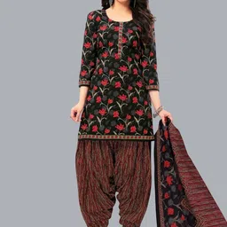 shree jeenmata collection Women Floral Printed Regular Pure Cotton Kurta with Patiala-picture-31