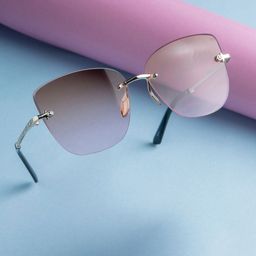 Leeway Women Rimless Cateye Sunglasses LW-6012-PINK-Pink-56