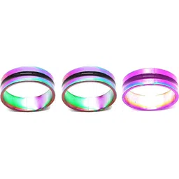 Dynamic Retail Global Set of 3 Rings for Men & Women, Multicolor-Multicolor Alloy Ring ()-6