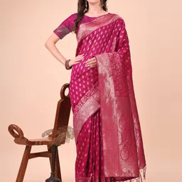 KALINI Ethnic Motifs Woven Design Zari Silk Banarasi Saree-picture-42