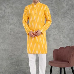 SKAVIJ Men Ethnic Motifs Printed Regular Pure Cotton Kurta with Pyjamas-3