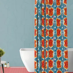 ArtzFolio Blue & Orange Colored Printed Waterproof Shower Curtain-image-87