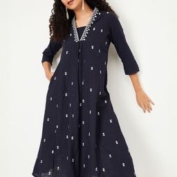 max Women Geometric Printed V-Neck A-Line Kurta-32