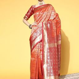Mitera Checked Zari Silk Blend Dharmavaram Saree-picture-15
