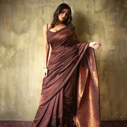 Aldwych Floral Zari Silk Blend Banarasi Saree-35