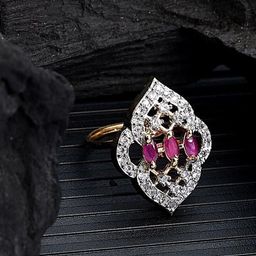 Anouk Gold Plated American Diamond Stone Studded Finger Ring-15