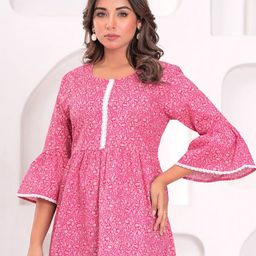 ANEKYA Floral Printed Flared Sleeves Pure Cotton Kurti-image-62