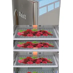 LooMantha 5-Pcs Blue & Beige Printed Waterproof Refrigerator Top-Cover & Fridge Mats-31
