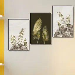 Myntra Elegant Homes Brown & White 3 Pieces Leaf Floral and Botanical Wall Art-image-62