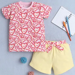 BUMZEE Girls Printed Round Neck Pure Cotton T-Shirt With Shorts-image-62