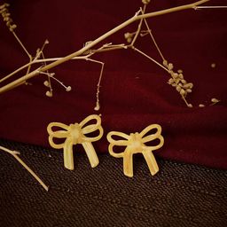 JEWELSCAPE Stainless Steel Gold-Plated Bow Shaped Studs-image-16