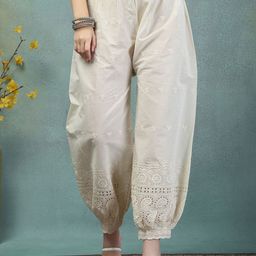 Clora Creation Women Embroidered Chikankari Loose Fit Cotton Salwar-picture-10