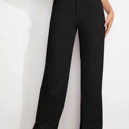 Chemistry Women Relaxed Straight Leg Straight Fit High-Rise Trousers-image-63