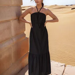 ZYNG Halter Neck Tiered A-Line Maxi Dress-picture-29