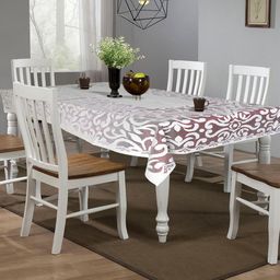 Kuber Industries Maroon Floral Cotton 6-Seater Table Cover-32