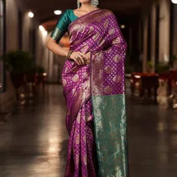 Mitera Woven Design Zari Silk Blend Banarasi Saree-image-96