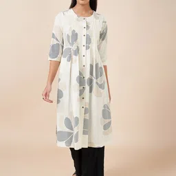 RANGMANCH BY PANTALOONS Geometric Printed Pintuck A-Line Kurta-picture-28