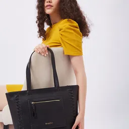 FARGO Women Textured Shopper Zip Detail Tote Bag-5