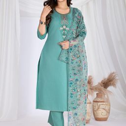 DIVASTRI Women Floral Yoke Design Regular Kurta with Trousers & With Dupatta-picture-0