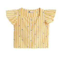 Hopscotch Kids-Girls Yellow Polycotton Printed Tops-picture-1