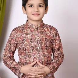 Cae Boys Ethnic Motifs Printed Regular Sequinned Kurta with Patiala image 4