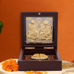 INTERNATIONAL Gold-Toned Lord Laxmi Ganesh Pocket Temple Religious Idol Showpiece-image-13